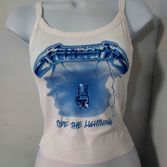 Tops - Metallica ride the lightning shirt cropped tank top vintage logo Metallica tank